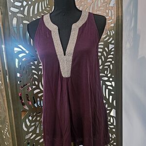 H&M Red Embellished Tank Top Relaxed Fit